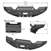 Vijay Front Bumper for 2015-2016-2017-2018-2019 GMC Sierra 2500HD/3500HD Textured Black Steel with Lights and D-rings