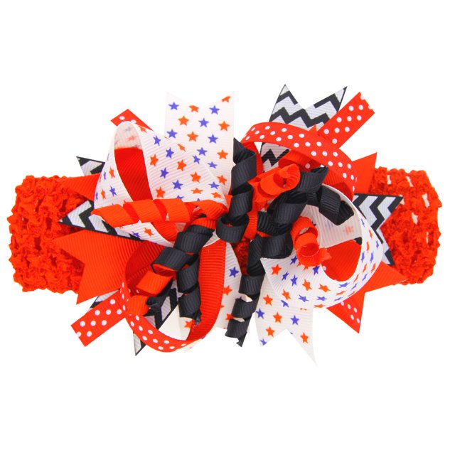 CEHVOM American Flag Headband Hair Bow Elastic Hairband For Independence Day