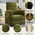 thumbnail image 3 of Power Recliner Chair Living Room with Adjustable Backrest and Footrest, Electric Recliner Chair for Adults(Chenille, Green), 3 of 8