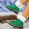 thumbnail image 6 of Cadancy Women Winter Boots Ankle High Fluffy Trim Suede Furry Lining Low Heel Snow Booties Side Zipper Trendy Outdoor Warm Non Slip Shoes Casual Comfy Walking Boots, 6 of 9