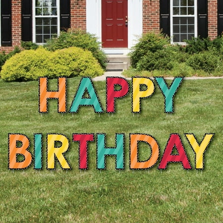 Colorful Happy Birthday  Yard  Sign Outdoor  Lawn  