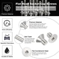 thumbnail image 3 of Uxcell 3/8-16 x 5/8" Flat Countersunk Head Socket Cap Countersunk Bolt Machine Screws 304 Stainless Steel 18-8, 10 Pcs, 3 of 7