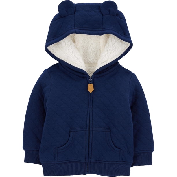 Simple Joys by Carter's - Chamarra con Capucha para bebé y niño con Forro Sherpa, Marino, Recién Nacido