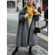 thumbnail image 5 of Chaqueta larga de lana con cordones a cuadros para mujer, abrigo de manga larga con tirantes y botones, cuello vuelto, otoño e invierno, 2024, 5 of 5