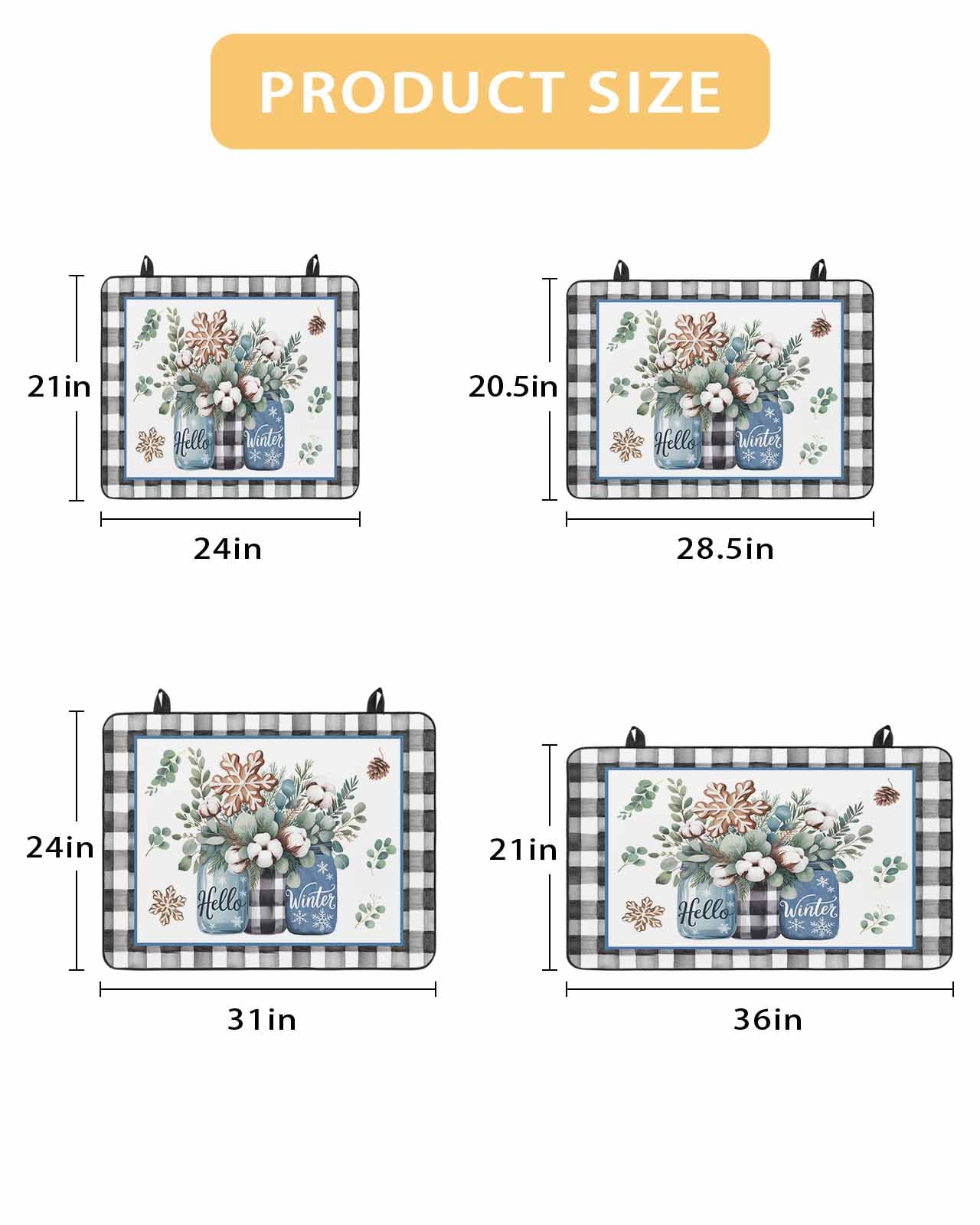 Large Induction Cooktop Protector Mat Christmas Stove Top Covers for Electric Stove, Winter Snowflakes Flowers Eucalyptus Leaves Plaid Decorative Stove Burner Cover Mats, Glass Top Stove Cover