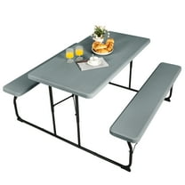 Topbuy Easy To Install Steel   HDPE Picnic Table, Gray