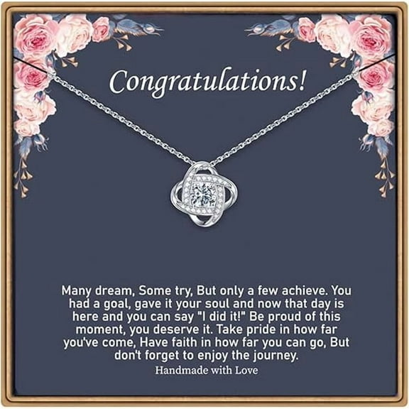 2025 Graduation Day Gift for Daughter from Dad, Graduation Gifts for Daughter with Message Card and Gift Box, Love Knot Necklaces for Her, Congratulations Gift Necklace