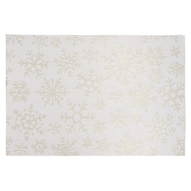 Vinyl Placemat (Flocon De Neige Sur Or Blanc) - Set of 12