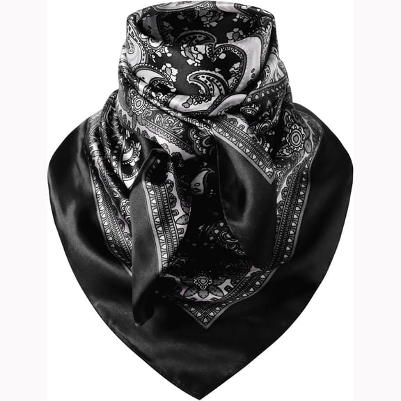 TELOLY 35 Inch Wild Rag Cowboy Bandana Scarves for Men, Large Neckerchief Silk Feel Western Neck Scarf for Women Wild Rag