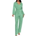 thumbnail image 2 of Ediodpoh Jumpsuits for Women Casual Jumpsuit Long Sleeve Belted Sequin Jumpsuit Womens Jumpsuits Green XXL, 2 of 5