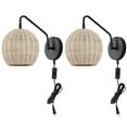 thumbnail image 5 of SAFAVIEH Grigory Tungsten Black Metal Wall Sconce with Light Brown Rattan Shade, Set of 2, 5 of 8