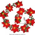 thumbnail image 5 of Morttic Christmas Poinsettia Garland with Red Berries and Holly Leaves Artificial Flower Xmas String Lights, Battery Operated Waterproof Cordless Indoor & Outdoor Decorations, 5 of 7
