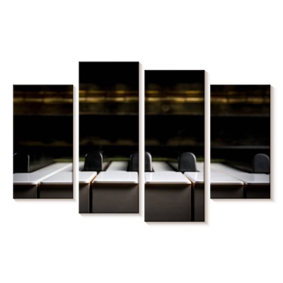 Elephant Stock Old Piano Keys Wall Art - Horizontal Multi Panel Canvas - Living Room Wall Decor - Music Multi Panel - Black And Brown Decor - 24" x 14"
