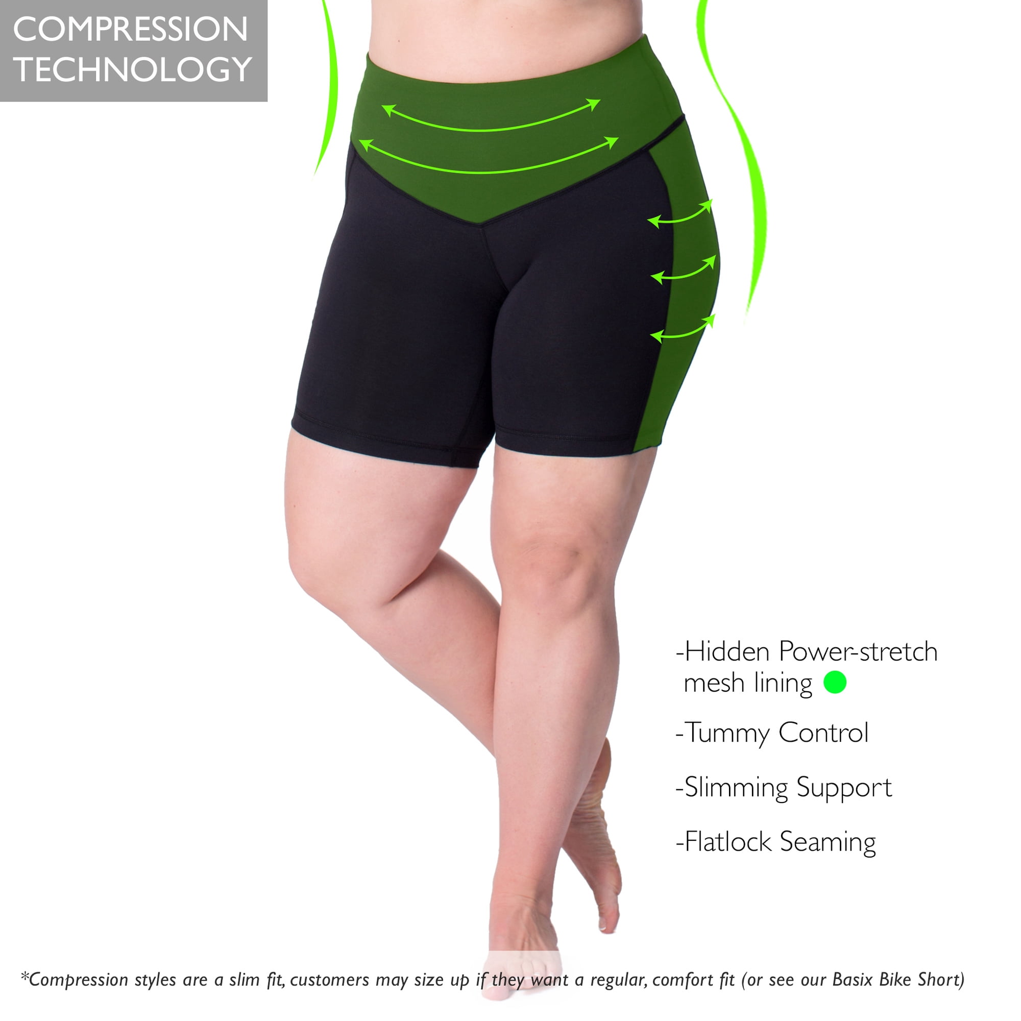 Rainbeau Curves Basic Compression Bike Short, Women's Plus Black 22/24