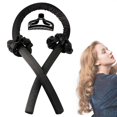 thumbnail image 1 of Rizadores de pelo sin calor para cabello largo, espuma suave para uso nocturno, juego de rizadores sin calor con pinza, color negro., 1 of 5