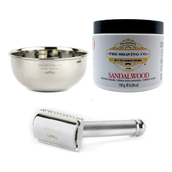 The Shaving Co Kit Crema De Afeitar Sandalo Razor Metal Bowl amarillo 1
