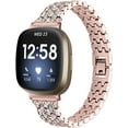 thumbnail image 1 of REQO Compatible with Fitbit Versa 4＆Versa 3 Bands, Adjustable Stainless Steel with Diamonds Bands Replacement Ceramic Inlaid Metal Bracelet for Fitbit Versa 4＆Versa 3 Accessories, 1 of 4