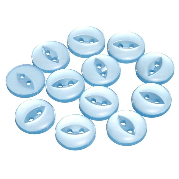 Uxcell 12pcs 28L Sky Blue Round Sewing Buttons 18mm 11/16" Resin 2-Hole Fish Eye Craft Replacement Button for Craft Decoration Pants Dress Skirt Clothing Fastener Buttons