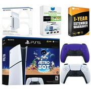 Sony PlayStation 5 Astro Bot Slim Digital Bundle with Disc Drive, Extra Controller, MightySkins Game Collection Services and 1 Year Extended Warranty - Galactic Purple
