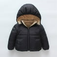 thumbnail image 5 of PatPat Toddler Boy Coats Girl Winter Fleece Lined Hooded Puffer Jacket for Kids Solid Long Sleeve Warm Outerwear, Black, 4-5 Years, 5 of 9