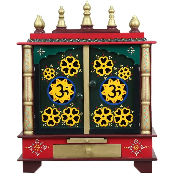 Customized Wooden Temple Pooja Mandir For Home And Office/Worship Pooja Indian Wooden Temple/ Pooja Ghar/Mandir Wall Decor Large 24*12*30"