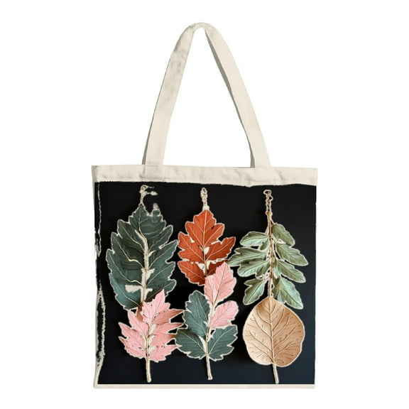 Stylish Canvas Tote Bag with Colorful Leaf Design - Reusable Shopping Bag for Parties Travel & Everyday Use