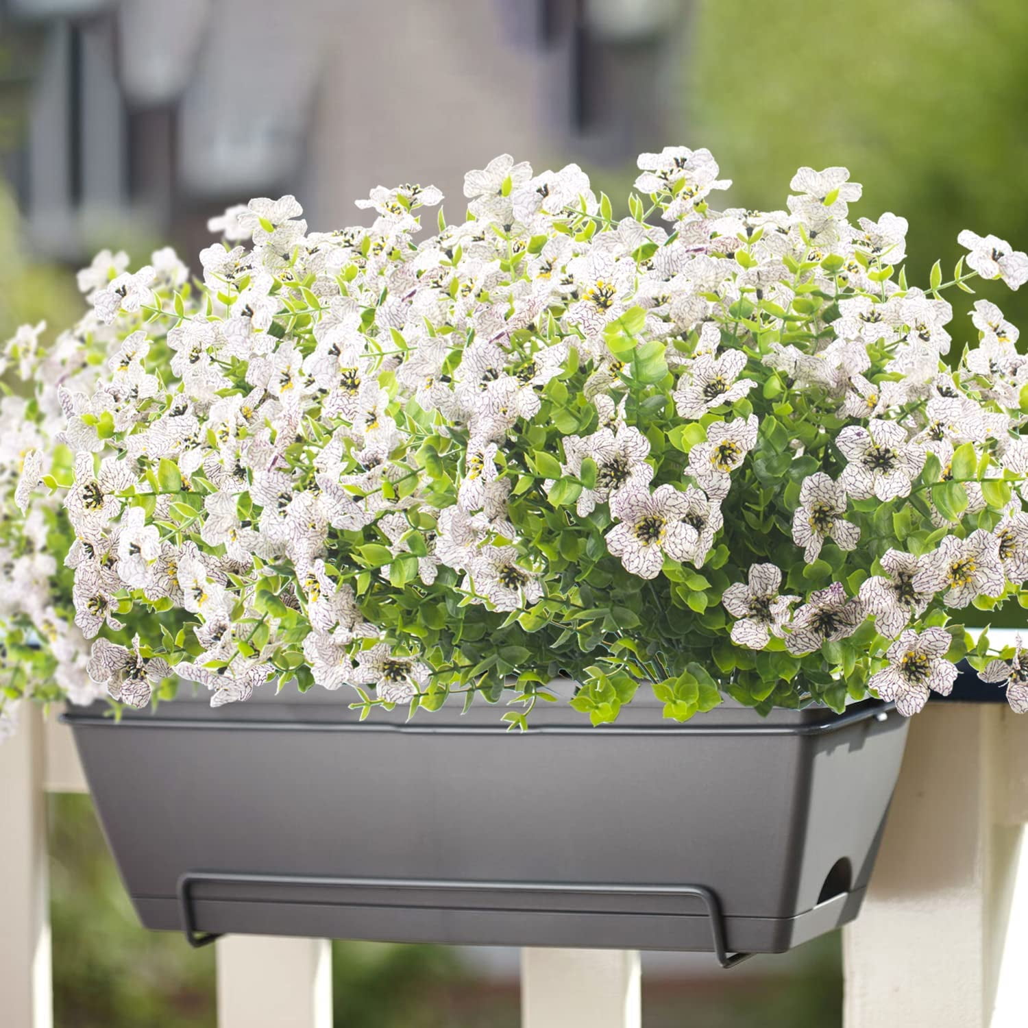 MAMOWEAR violets Artificial Flowers for Outdoor UV Resistant Faux Flowers No Fade Fake Plastic Plants Garden Porch Window Box Decorating