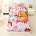 thumbnail image 3 of Erosebridal Capybara Axolotl Kid Twin Sheet Sets, Bow Flower Strawberry Bedding, Pink, 3 Pieces, 3 of 5