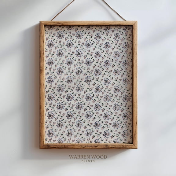 Vintage Ditsy Floral Print, 18Th Century Off,White Wall Art, Pastel Blue & Purple Flowers, Cottagecore Decor, Soft Botanical Print Home Decor #1684, Unframed Poster Size 8x12