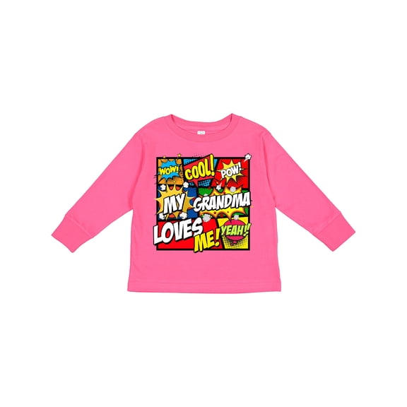 Inktastic My Grandma Loves Me Superhero Boys or Girls Long Sleeve Toddler T-Shirt