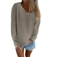 thumbnail image 2 of Sweaters for Women 2025 Long Sleeve V-Neck Lightweight Ribbed Knit Sweater Jumper Tops Womens Pullover Sweaters, 2 of 6
