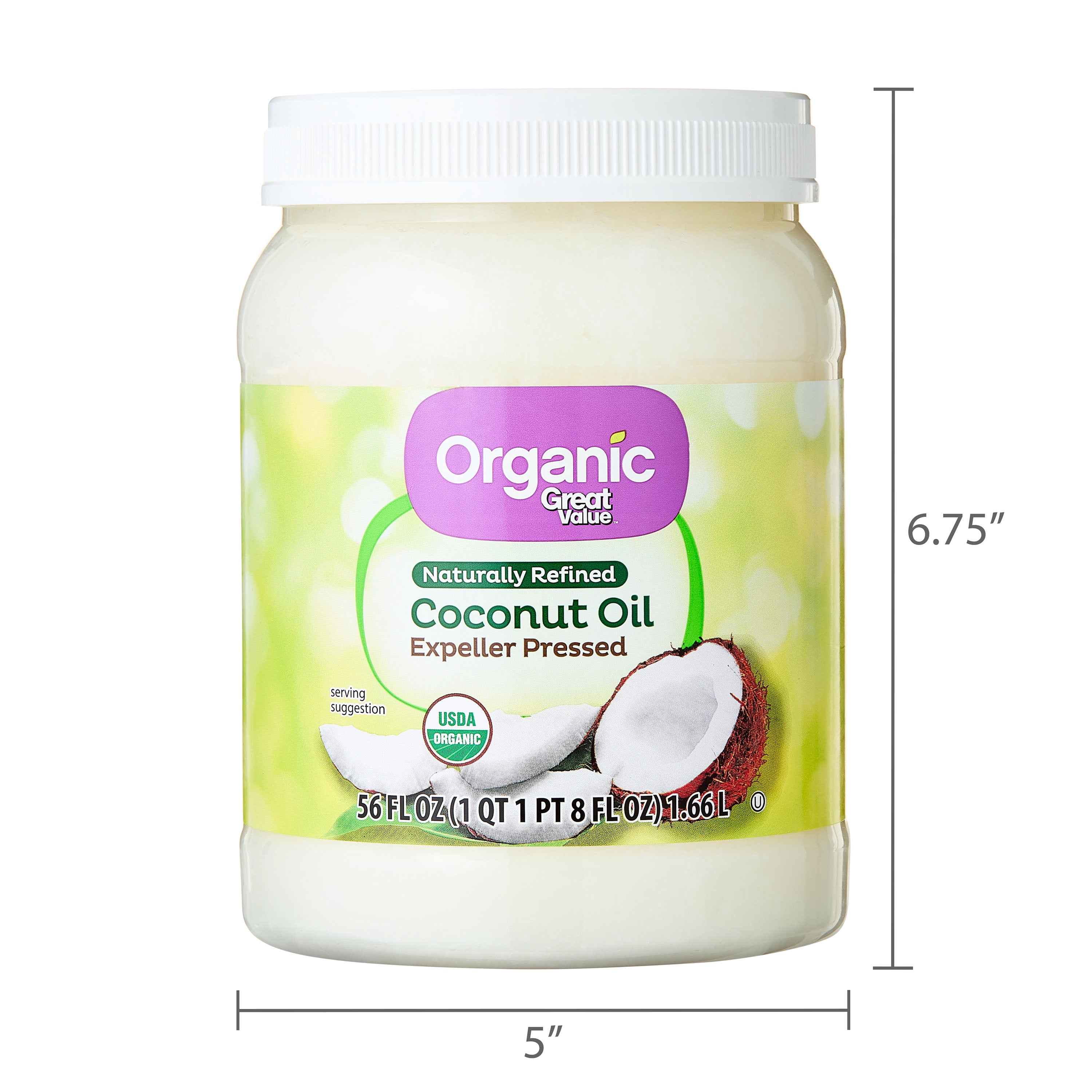 Great Value Organic Naturally Refined Coconut Oil, 56 fl oz