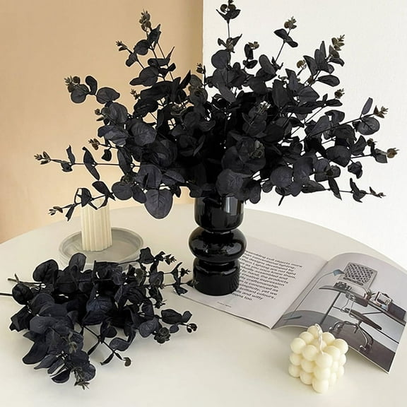 34cm Black Eucalyptus Artificial Flowers For Room Decoration Desktop Flowers