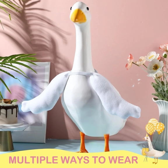 Poseable Goose Wings for 23 to 28 Inch Porch Goose Statue, White Costume Accessory for Outdoor Patio Yard Lawn Decorations