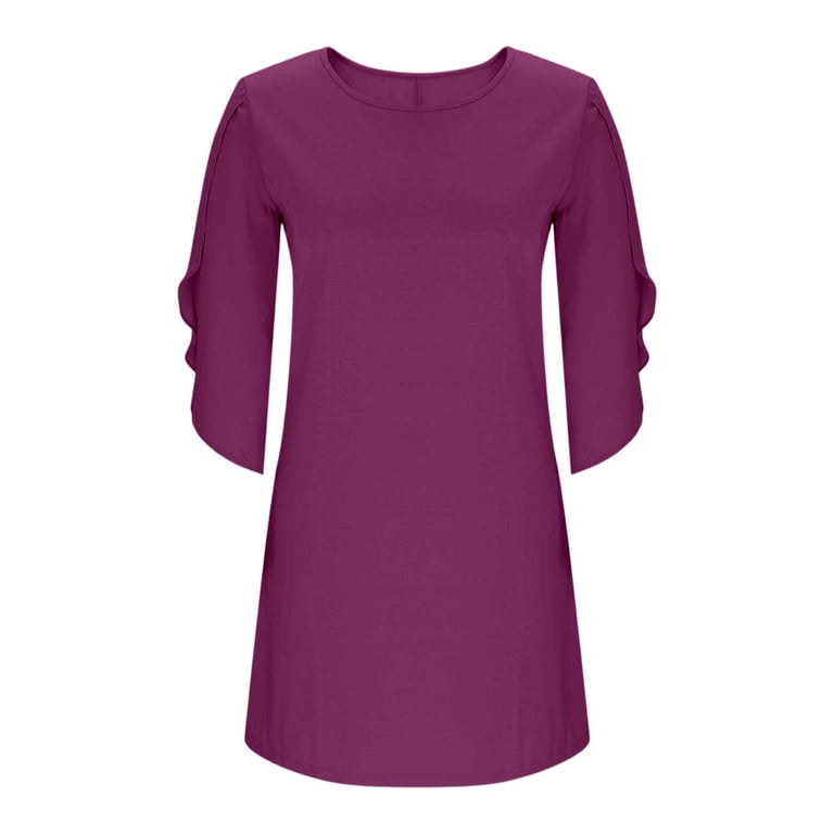 3 4 sleeve dresses for wedding guest Plus Size A-Line Sequin Midi Dress with 3/4 Dress neck Material Women's A-line wedding guest casual