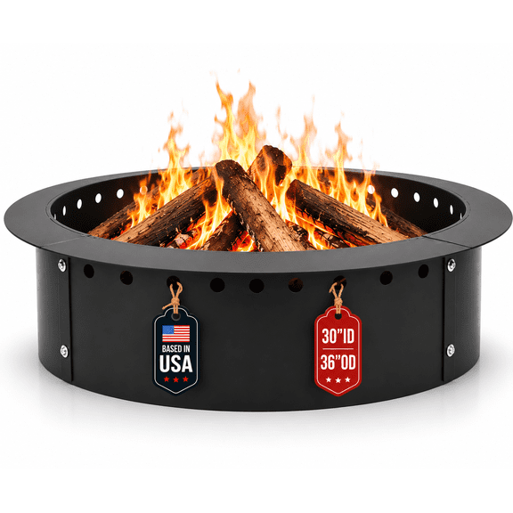 36" OD x 30" ID Smokeless Firepit Ring - Carbon Steel Fire Ring | for Outdoor Fire Pits with Heat Resistant Coating, Portable DIY Fire Pit Insert for Outdoor Bonfires, Camping & Gatherings