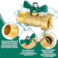 thumbnail image 4 of 3/4'' Heavy-Duty Garden Hose Ball Valve: Full-Flow (No Restricted Flow) Water Hose Shut Off Valve, Solid Brass Construction with 360 Degree Rotatable Swivel Joint, 4 of 9
