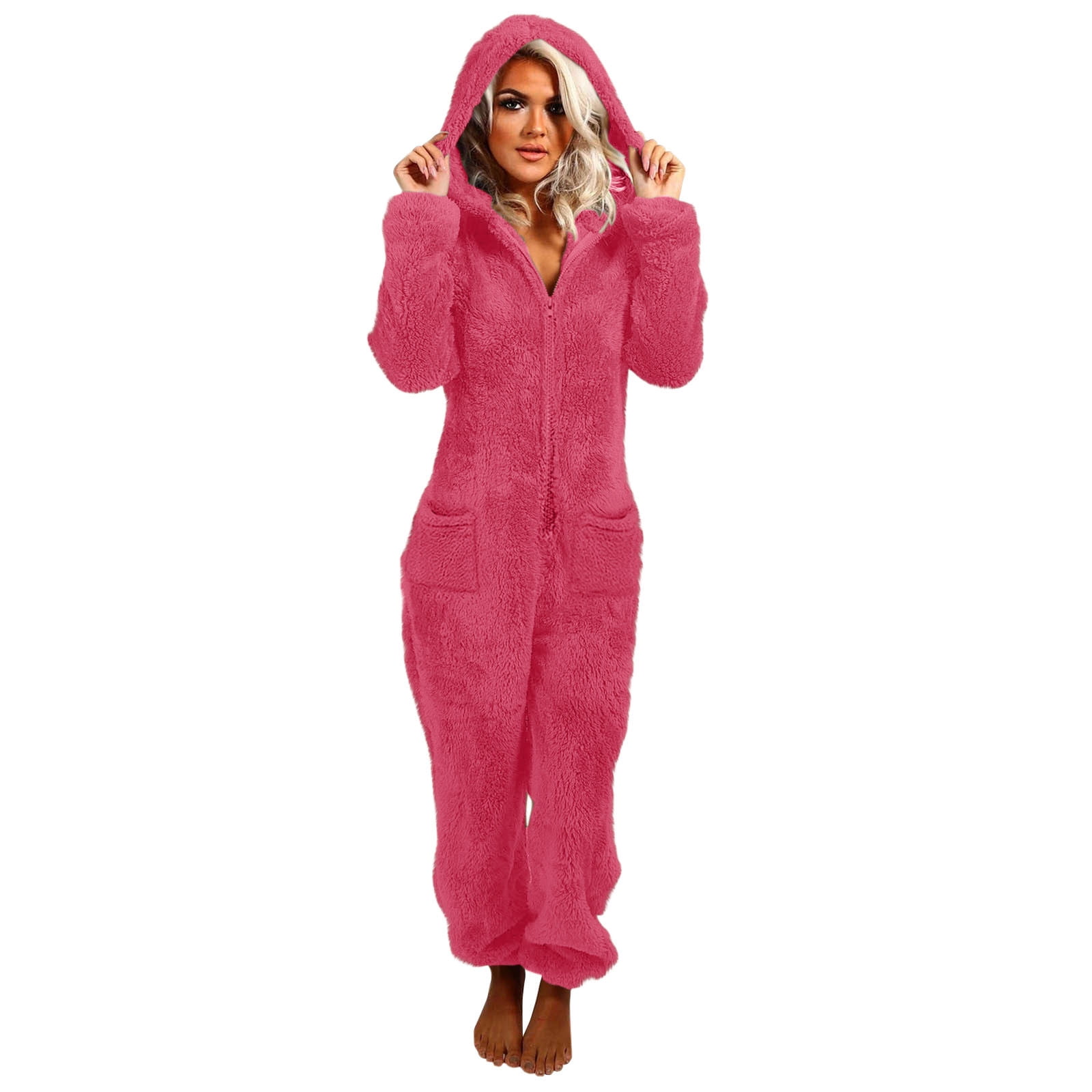 cocolona Womens Winter Onesies Pajamas Fleece Fuzzy Hooded Jumpsuit Soft Comfy Romper Warm Loungewear One Piece Sleepwear