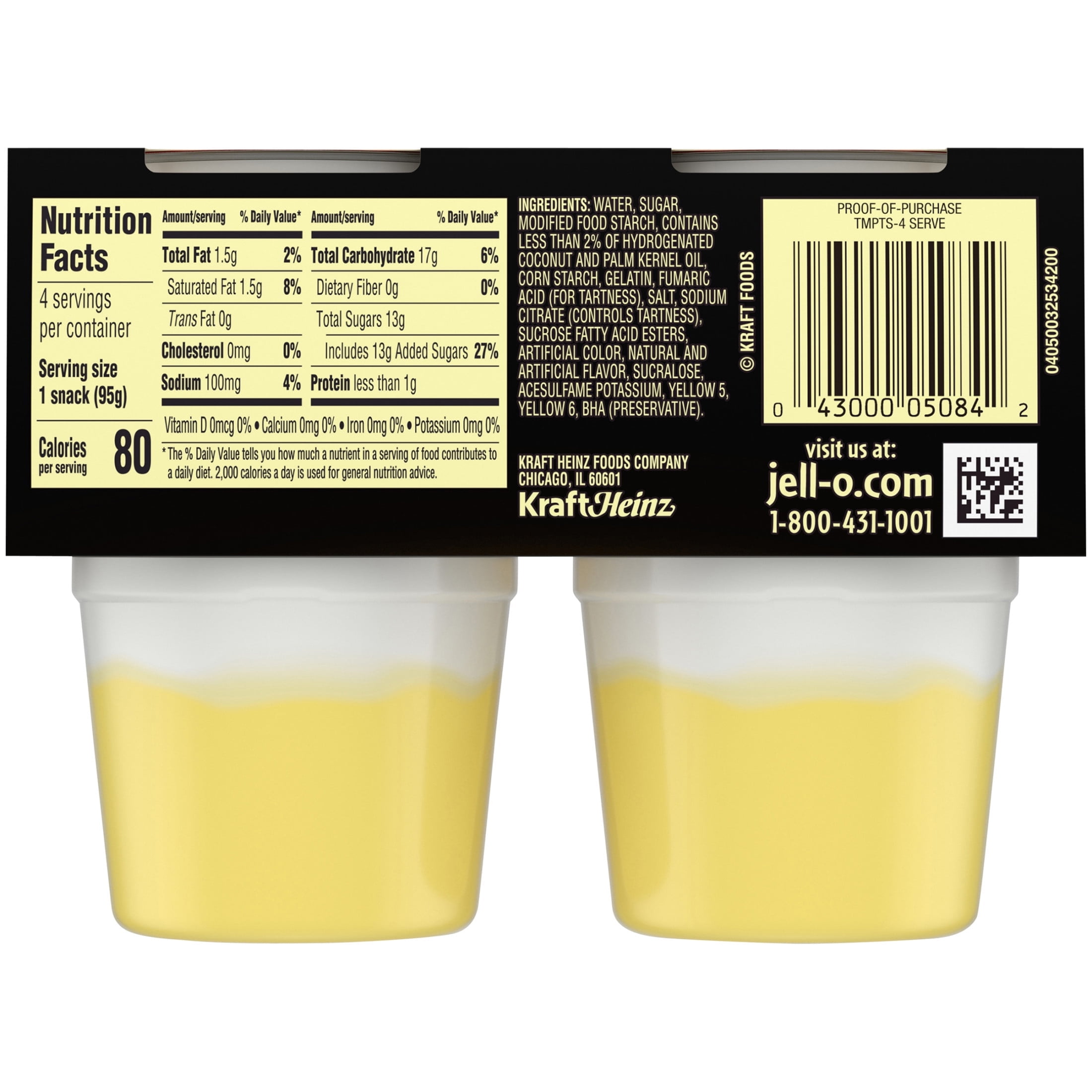 Jell-O Temptations Lemon Meringue Pie Pudding Cups Snack, 4 Ct Cups