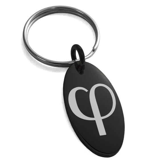 Stainless Steel Golden Ratio Mathematical Engraved Small Oval Charm Keychain Keyring