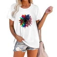 thumbnail image 3 of Joernso Women T-shirt Breathable O-neck Sunflower Printing Independence Day American Flag Female T-shirt for Dating Wear, 3 of 8