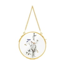 1 pc 1Pcs 5.1 Inches Hanging Glass Floating oto Frame Pressed Flowers Frames Round Wall Hanging Metal Frame for Dried Flowers Pictures otos Double Glass Herbarium Gold