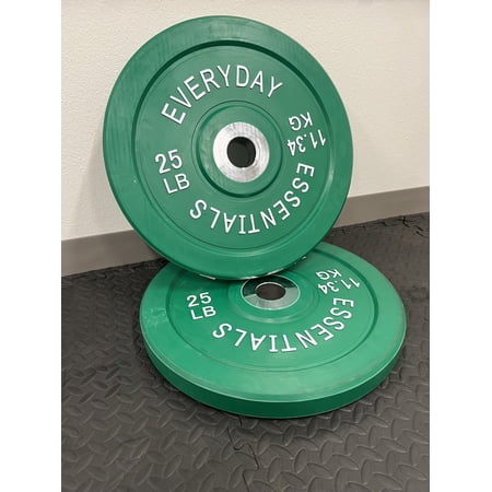 BalanceFrom Color Coded Olympic Bumper Plate Weight Plate, 25 lbs Pair
