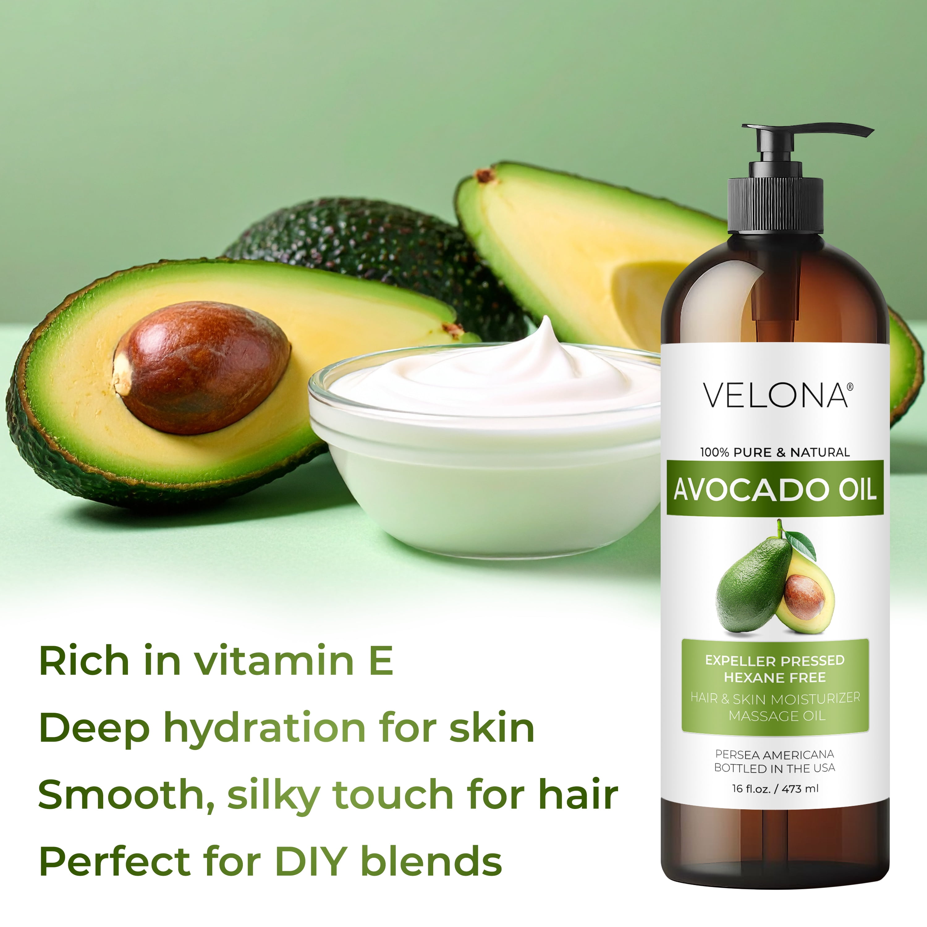 Velona Avocado Oil 32 Fl Oz | 100% Pure and Natural Carrier Oil | Expeller-Pressed | Hair, Body and Skin Care | Use Today - Enjoy Results