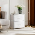 thumbnail image 3 of Nightstand with 2 Fabric Drawers, Small Dresser End Table for Bedroom, Closet, Dorm, Bedside Storage Organizer, White, 3 of 8