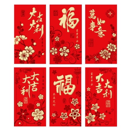 QenASHaing 6PCS 2026 Year of the Horse Red Envelopes, 6 Designs Horse with Chinese Blessings, Large Lucky Money Envelopes for Lunar New Year, Spring Festival Gifts