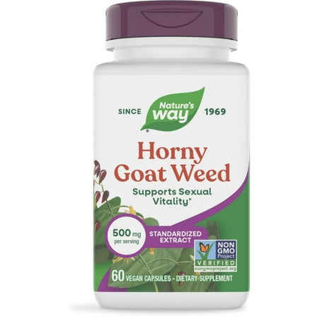 Nature's Way Horny Goat Weed Capsules, Premium Extract, Supports Sexual Vitality*, Unisex, 60ct