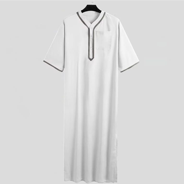 Miluxas Muslim Thobe for Men Islamic Clothing Moroccan Jalabiya