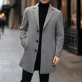 thumbnail image 2 of Mens Trench Coat Slim Fit Notched Collar Fall Winter Single Pea Coat Warm Soft Overcoat, 2 of 5