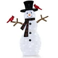 thumbnail image 5 of Costway Decoración Navideña Iluminada de Muñeco de Nieve y Pájaros Rojos, 127 CM Adorno de Muñeco de Nieve Preiluminado con Luces LED Blancas frías, Estacas, Decoración Navideña para Interior/Exterior, 5 of 5